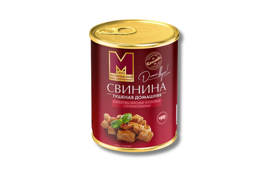 Консервы мясные кусковые стерилизованные "Свинина тушеная домашняя"